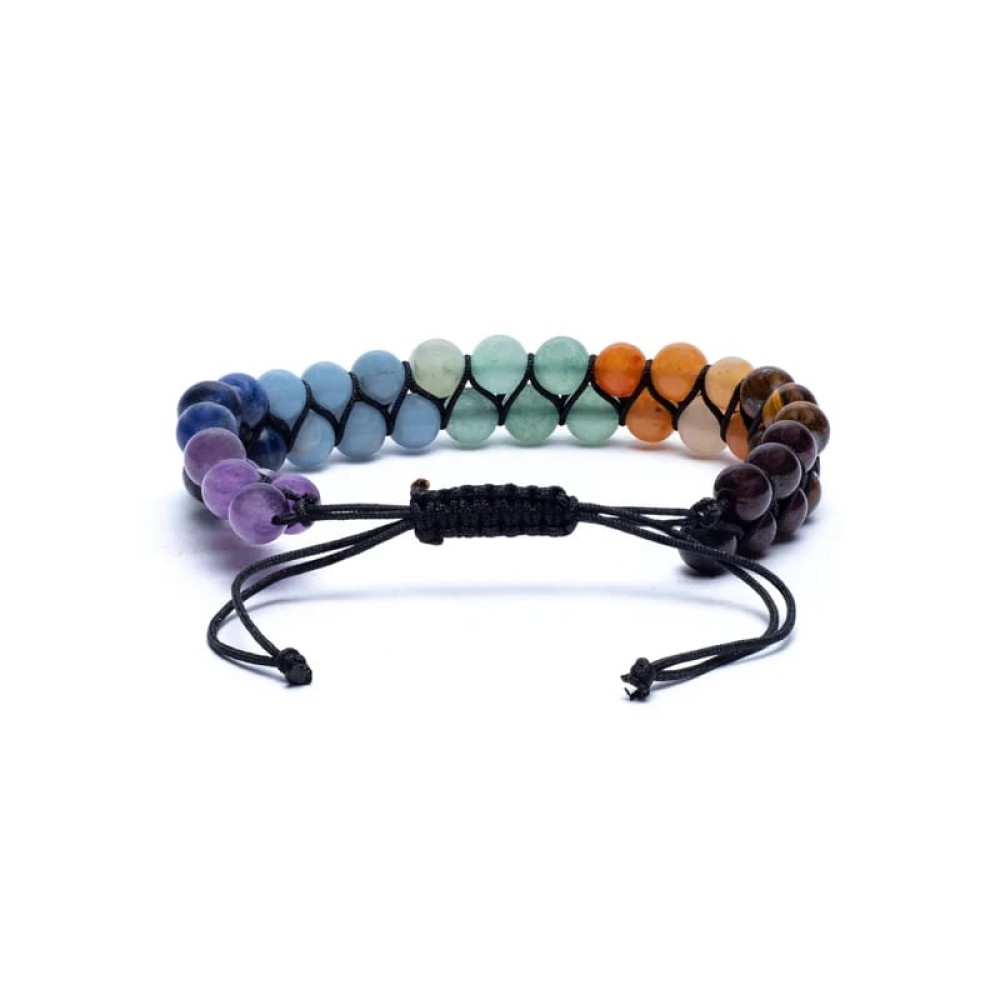 Armband Edelsteen Chakra Dubbele Rij Verstelbaar 6mm Kralen