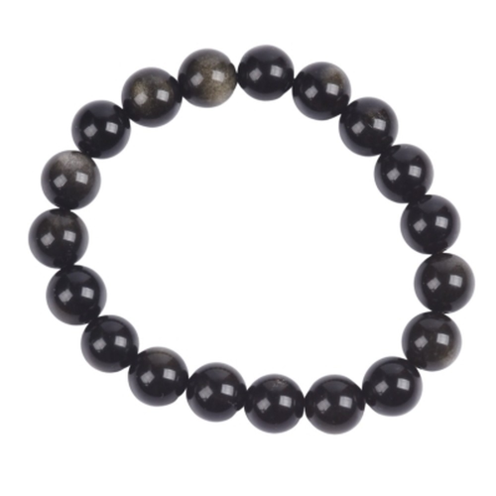 Armband Edelsteen Goud Obsidiaan 10mm Kralen