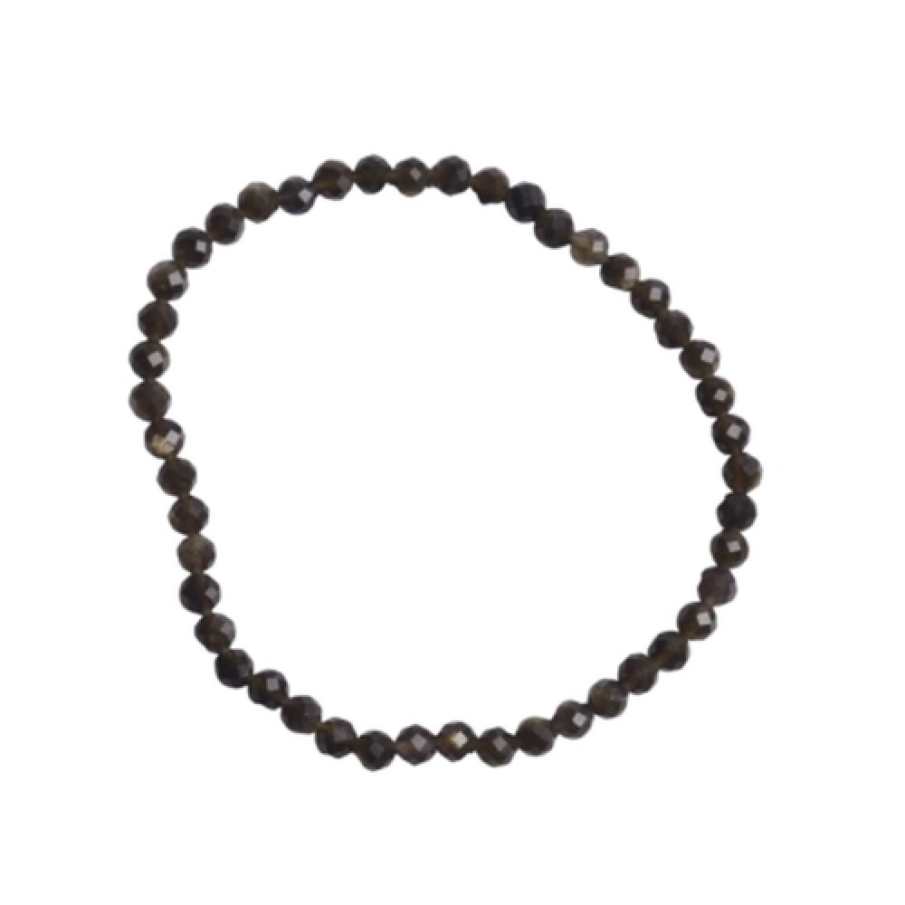 Armband Edelsteen Goud Obsidiaan 4mm Facet 18.5cm