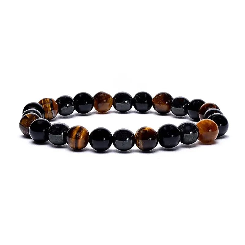 Armband Edelsteen Hematiet - Obsidiaan - Tijgeroog 8mm Kralen