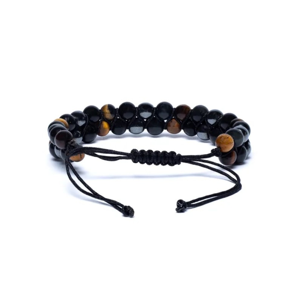 Armband Edelsteen Hematiet - Obsidiaan - Tijgeroog Verstelbaar 6mm Kralen