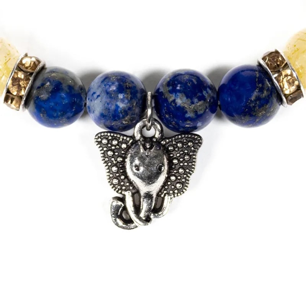 Armband Edelsteen Lapis Lazuli - Rutielkwarts Ganesha 8mm Kralen