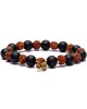 Armband Edelsteen Rudraksha - Lavasteen Ohm 8mm Kralen