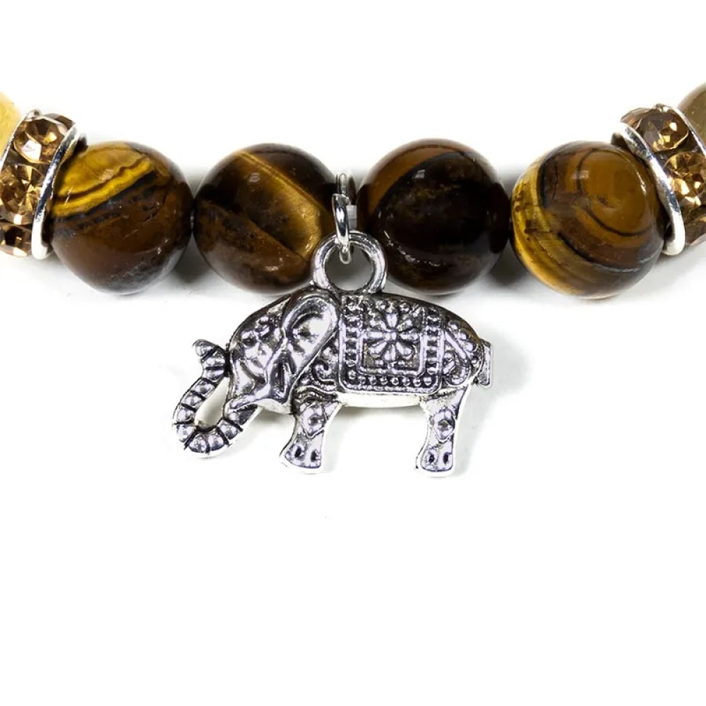 Armband Edelsteen Tijgeroog - Rutielkwarts Olifant 8mm Kralen