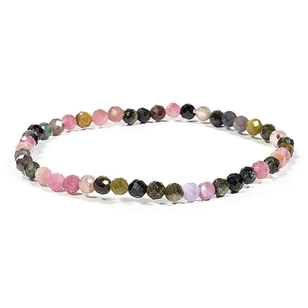 Armband Edelsteen Toermalijn Multicolour 4mm Kralen