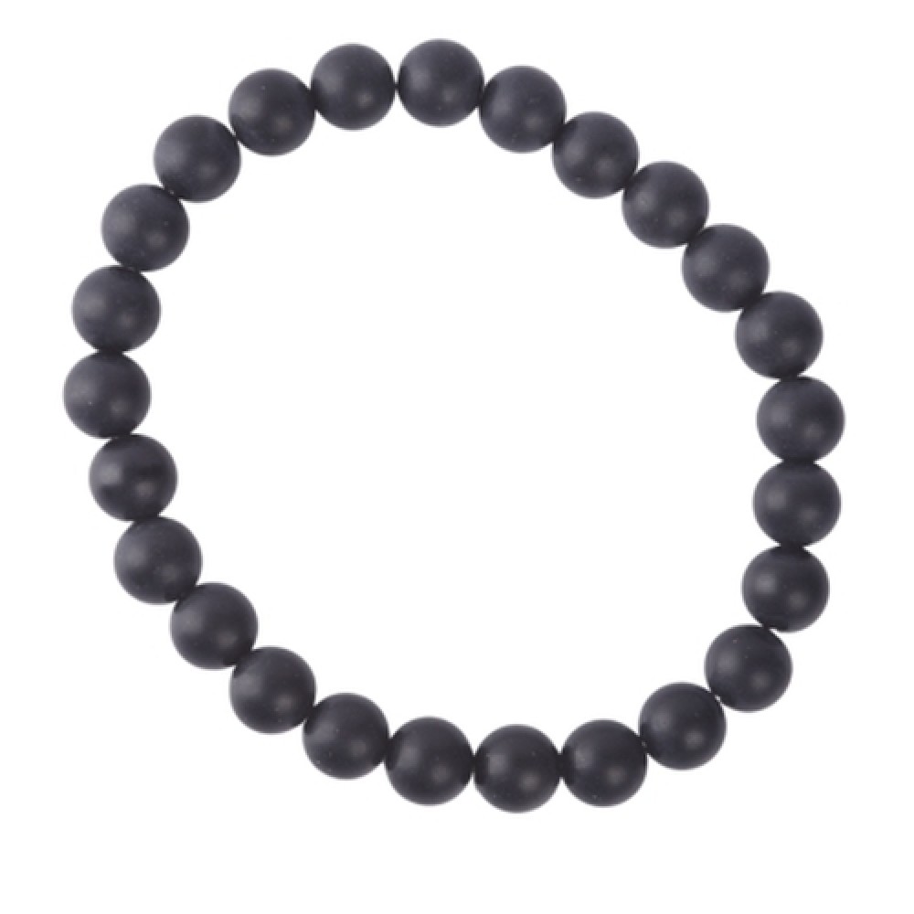 Armband Edelsteen Zwarte Obsidiaan 8mm Kralen 20cm Mat