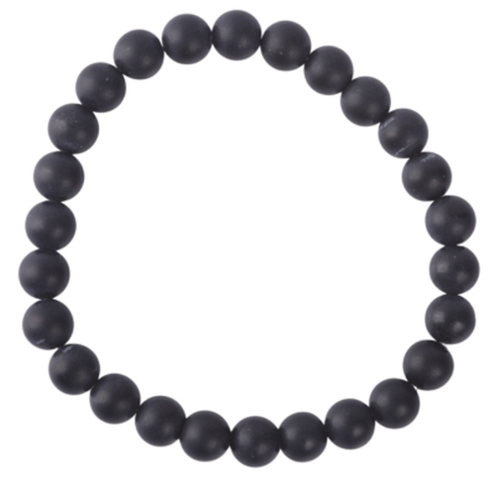 Armband Edelsteen Zwarte Obsidiaan 8mm Kralen 21cm Mat