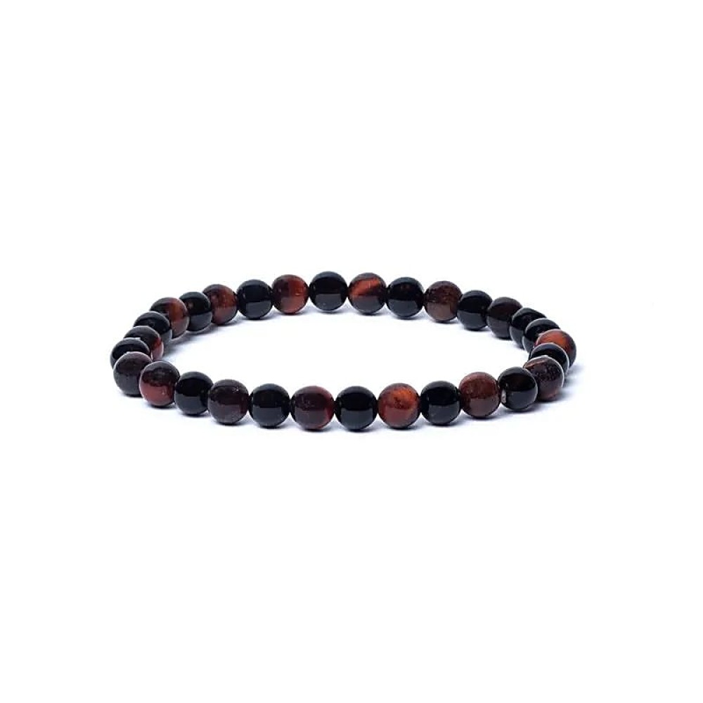 Armband Edelsteen Zwarte Onyx - Kattenoog 6mm Kralen