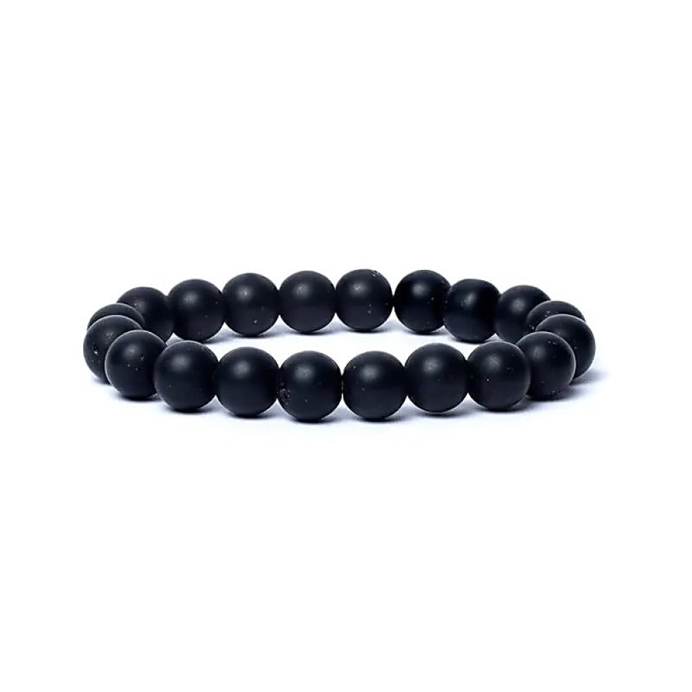 Armband Edelsteen Zwarte Onyx Mat 10mm Kralen