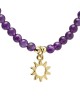 Edelsteen Halsketting Amethist Verstelbaar met Zon Hanger 37cm
