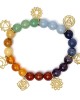 Bedelarmband met Chakra-Symbolen Zonnesteen 7cm