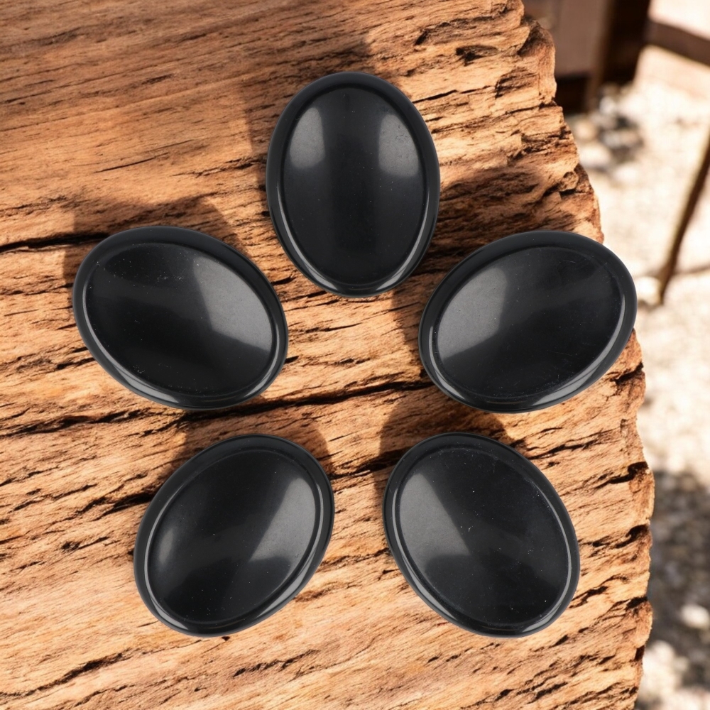 Zwarte Obsidiaan Worry Stone - Duimsteen 3,5-4,5cm